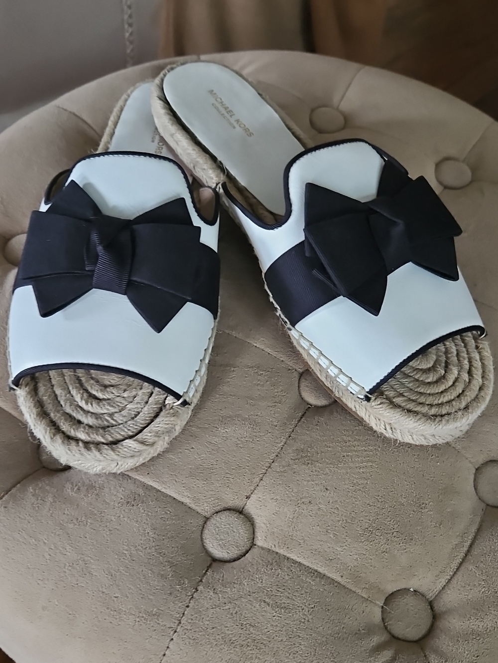 MICHAEL KORS Collection "Black Tie" Slides/Sandal Espadrilles Size 8.5    EUC!!!